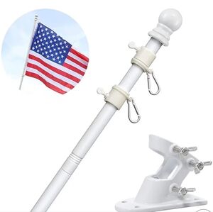 White Flag Pole Kit with American Flag